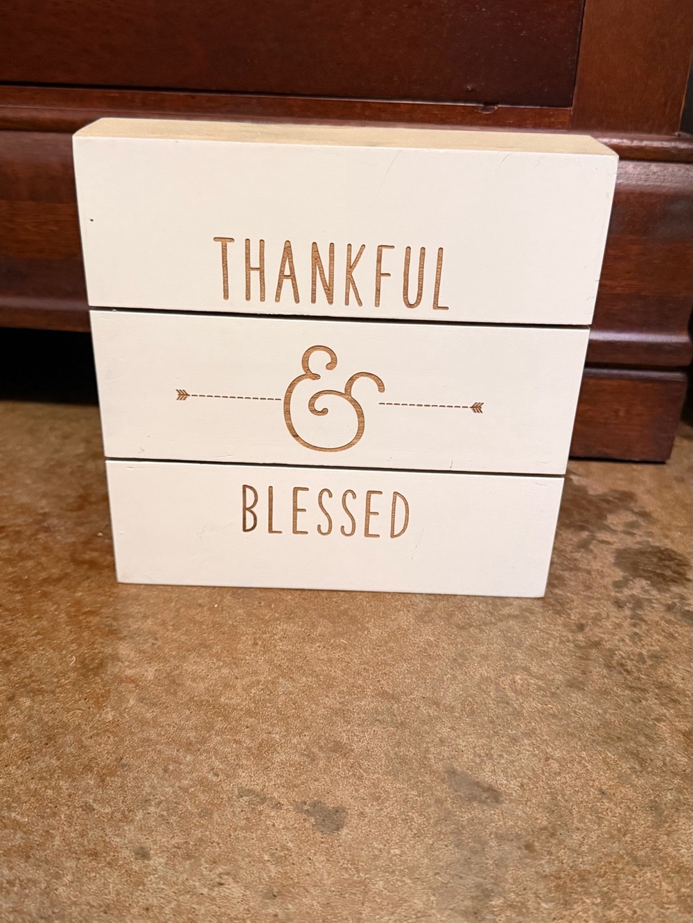 Thankful & Blessed White Decorative Block Sign - Home Design
